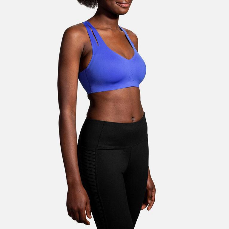 Brooks Dare Strappy Run Running Bra - Women's - Blue (02148-XOZU)